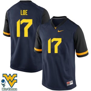 Men's West Virginia Mountaineers NCAA #17 Exree Loe Navy Authentic Nike Stitched College Football Jersey VR15U60SO